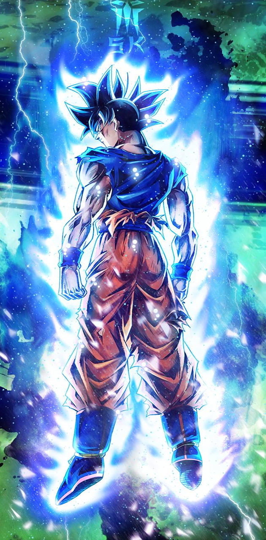 Goku Ultra Instinct Form with Blue Aura and Lightning Energy Burst HD phone wallpaper