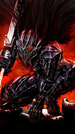 Berserk Dragon Slayer Armor Dark Fantasy Knight Illustration HD phone wallpaper