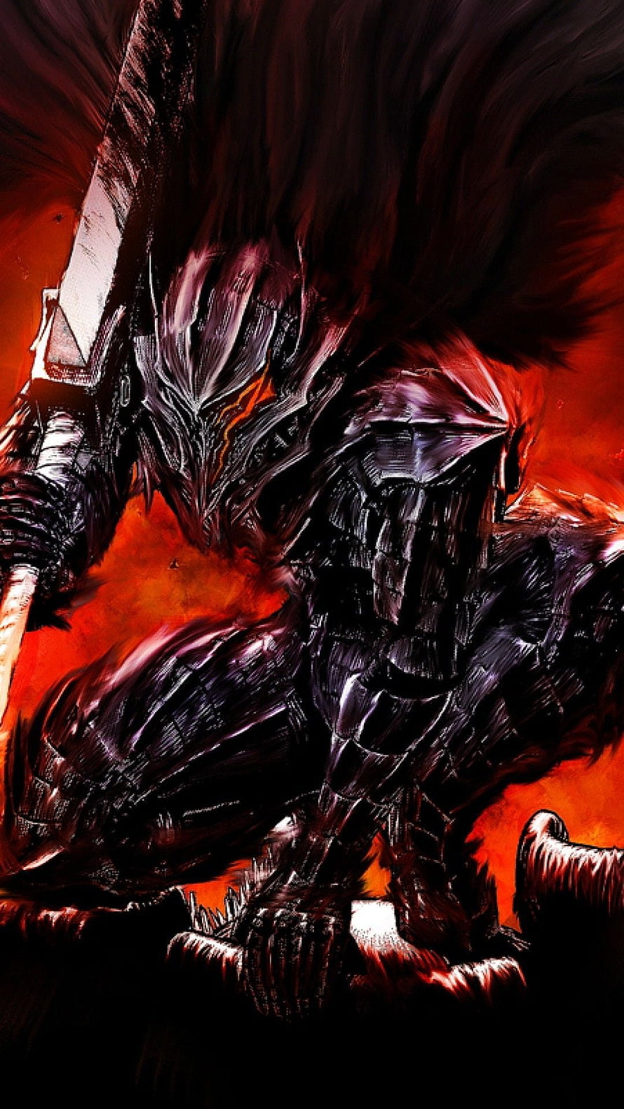 Berserk Dragon Slayer Armor Dark Fantasy Knight Illustration HD phone wallpaper