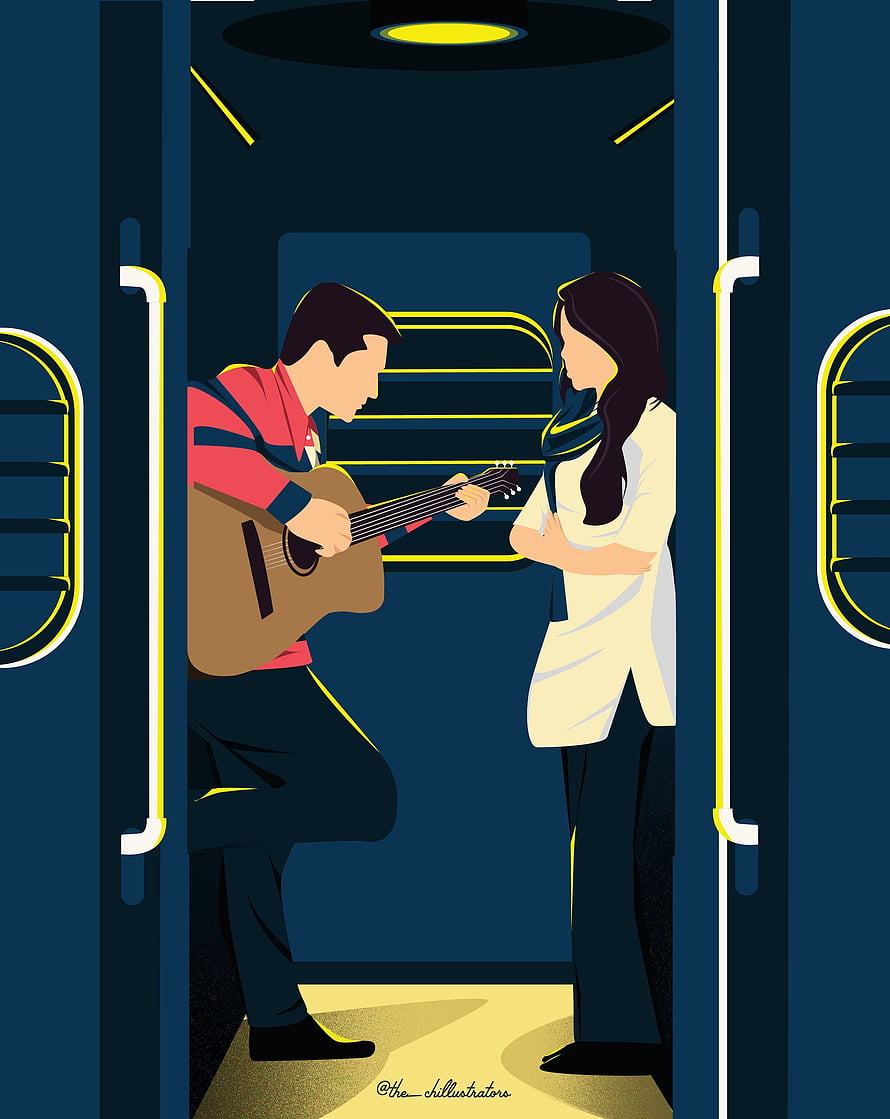 Vaaranam Aayiram: Guitarist Serenade in Train Carriage HD phone wallpaper