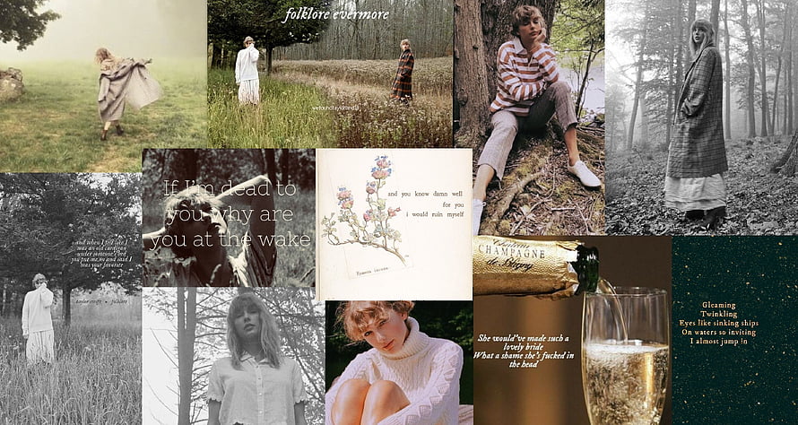 Taylor Swift Folklore Evermore Album Artwork and Lyrics Collage HD wallpaper