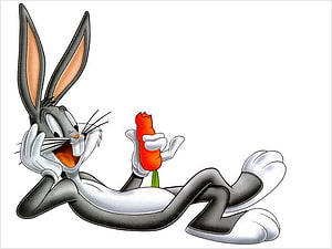 Bugs Bunny Reclining With Carrot Classic Looney Tunes Cartoon Character Illustration HD wallpaper