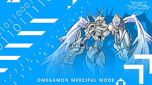 Omegamon Merciful Mode from Digimon Adventure tri in White and Blue Digital Art HD wallpaper