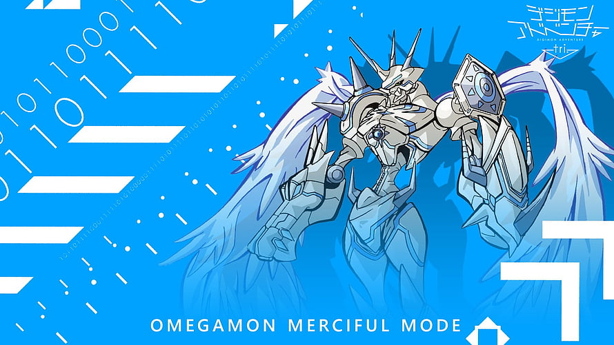 Omegamon Merciful Mode from Digimon Adventure tri in White and Blue Digital Art HD wallpaper