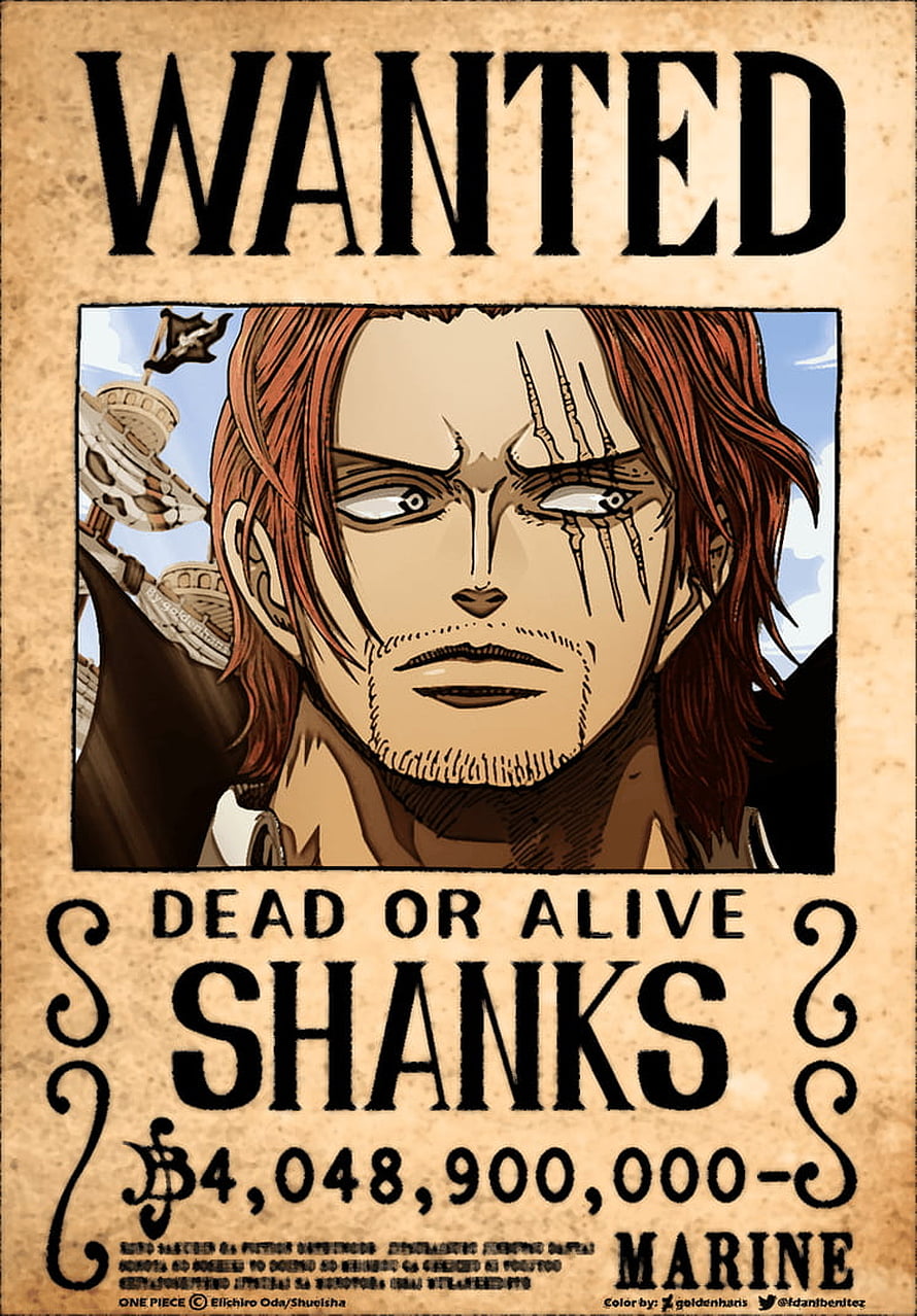 Shanks One Piece Wanted Poster Dead or Alive Marine Bounty HD phone wallpaper