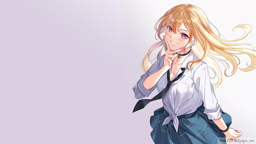 Marin Kitagawa from My Dress Up Darling in School Uniform Anime Illustration HD wallpaper