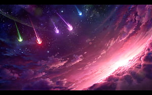 League of Legends Star Guardian Cosmic Sky with Colorful Shooting Stars and Nebula Clouds HD wallpaper