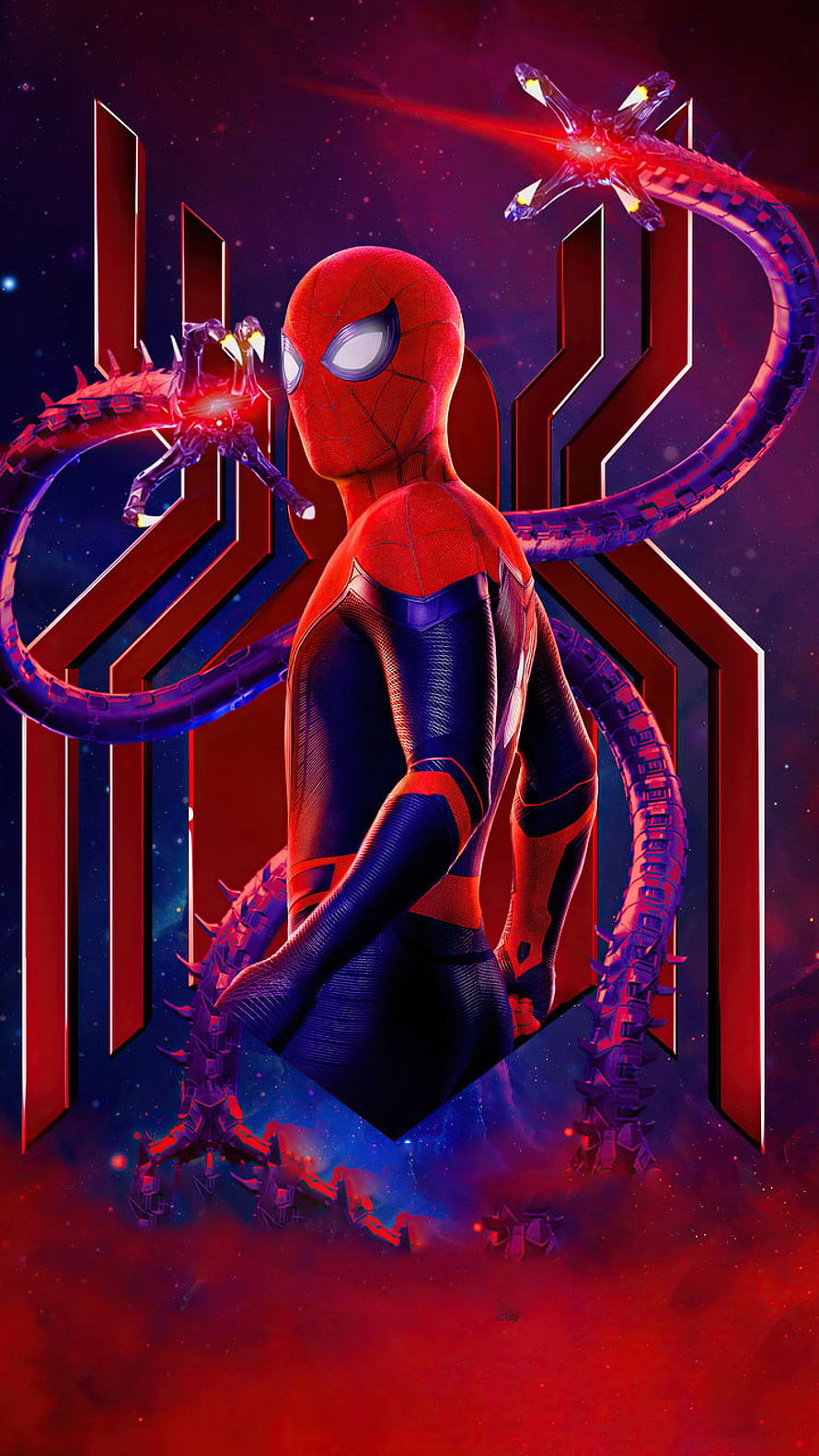 Spider-Man No Way Home Poster Artwork Featuring Spider-Man and Doc Ock Tentacles HD phone wallpaper