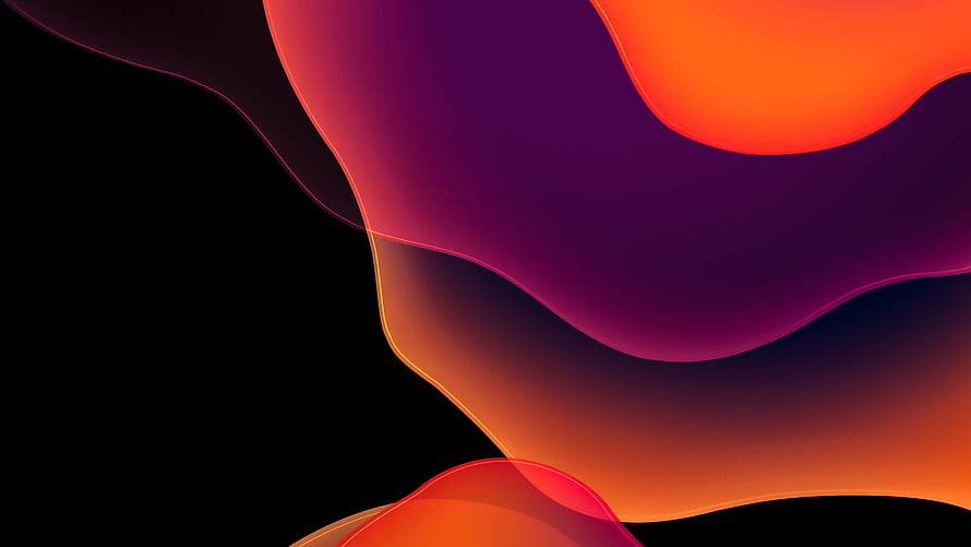 Vibrant Abstract Waves in Deep Purple and Orange on Black Background HD wallpaper