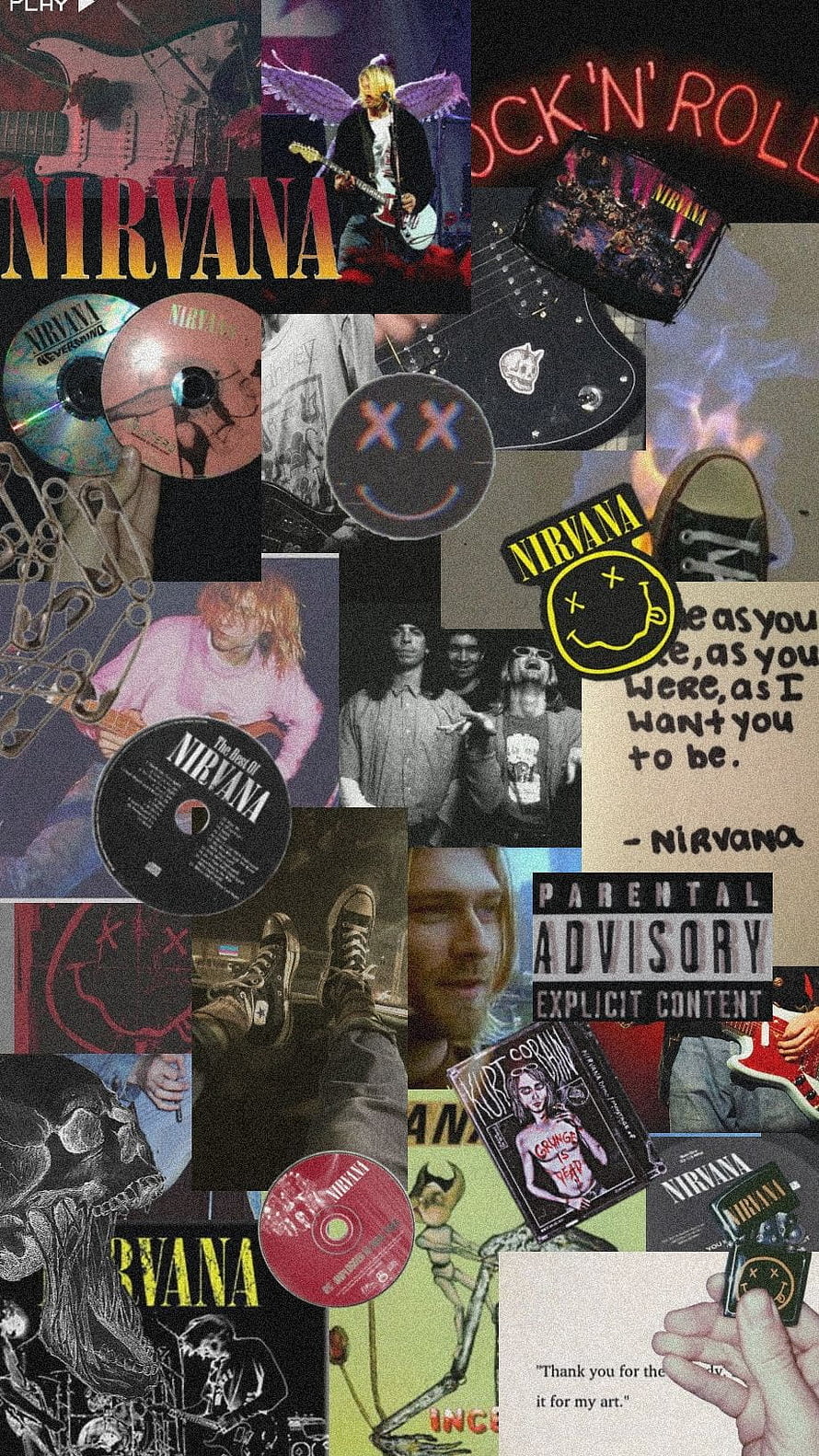 Nirvana and Kurt Cobain Grunge Aesthetic Collage with Album Art and Iconic Imagery HD phone wallpaper