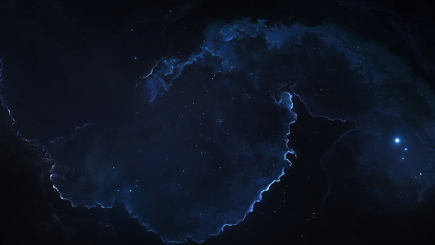 Deep Space Nebula with Glowing Blue Gas Clouds and Distant Stars HD wallpaper
