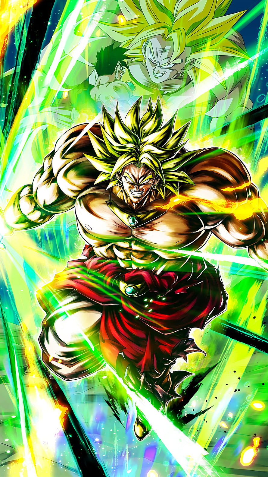 Dragon Ball Super Broly Super Saiyan 4 Artwork with Green Energy Aura HD phone wallpaper
