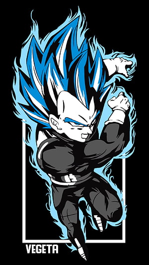 Vegeta Blue Super Saiyan Anime Illustration in Dynamic Fighting Pose HD phone wallpaper