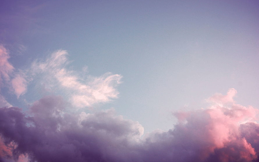 Pastel Pink and Purple Clouds in a Soft Blue Sky at Dusk HD wallpaper