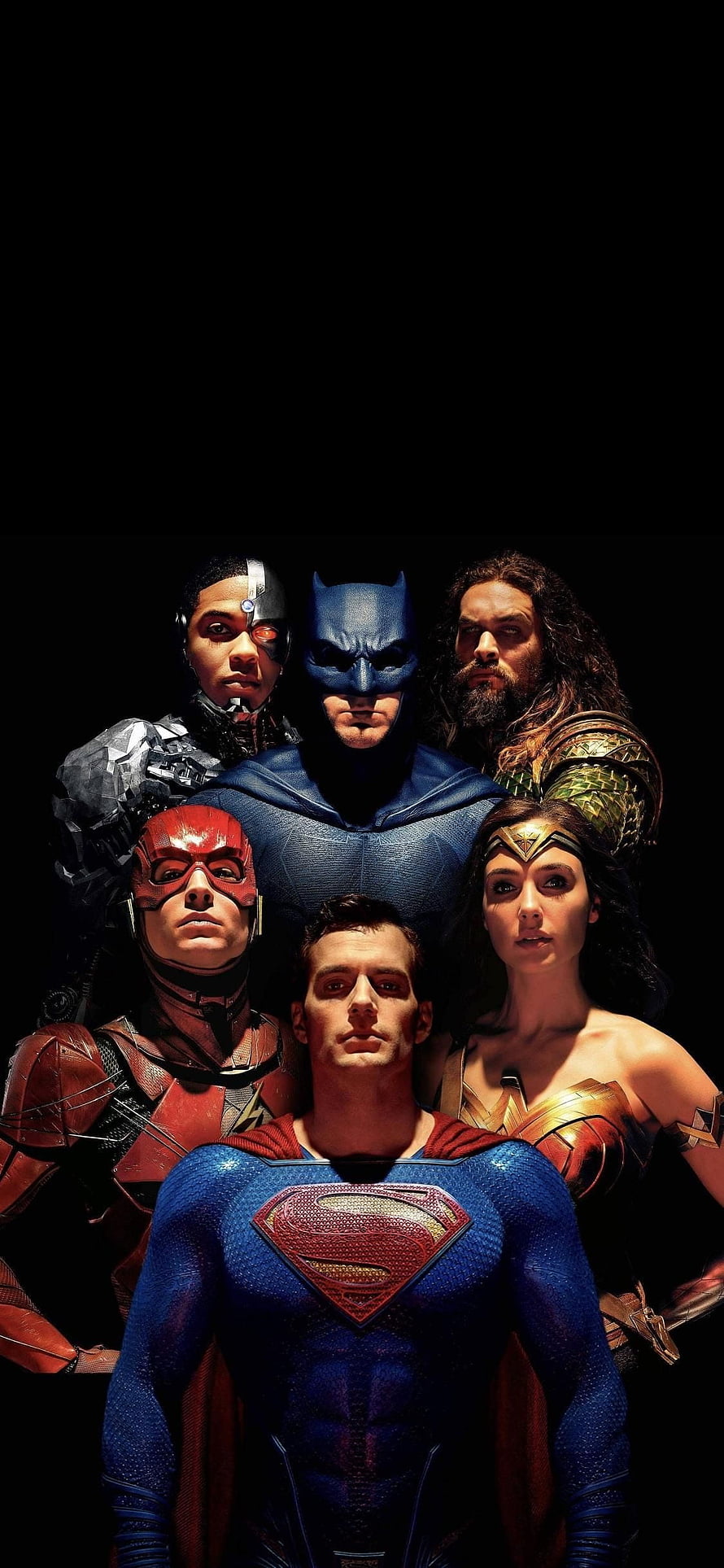 Justice League Heroes Group Portrait with Superman Batman Wonder Woman Flash Aquaman Cyborg HD phone wallpaper