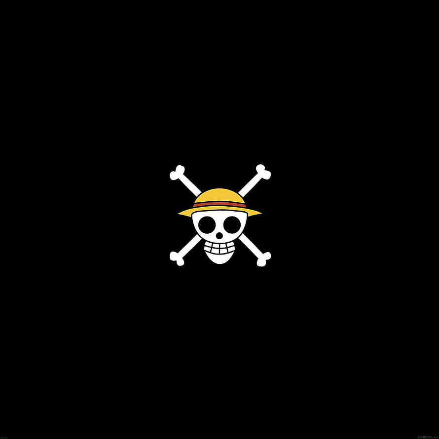 One Piece Jolly Roger Skull and Crossbones Logo on Black Background HD phone wallpaper