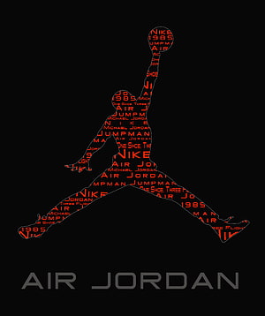 Air Jordan Jumpman Logo Typography Art with Nike and Michael Jordan Text on Black Background HD phone wallpaper