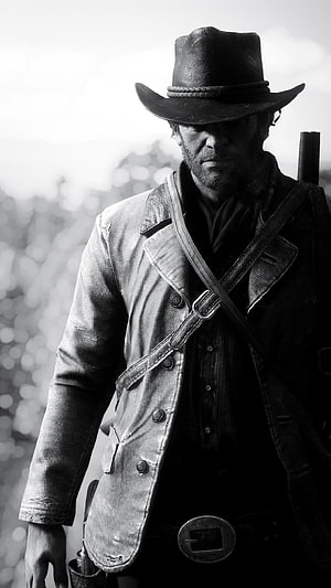 Arthur Morgan in Black and White from Red Dead Redemption HD phone wallpaper