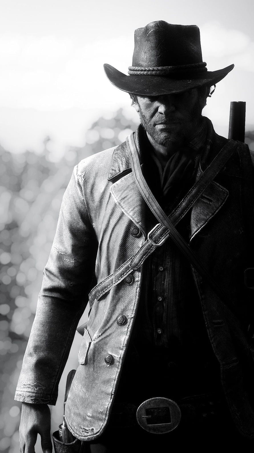 Arthur Morgan in Black and White from Red Dead Redemption HD phone wallpaper