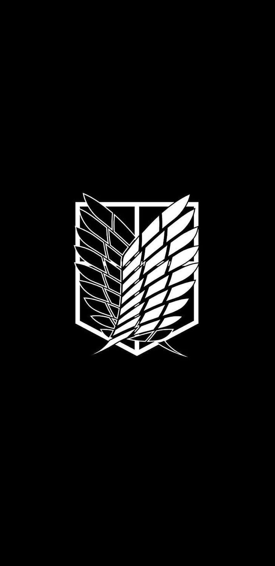 Attack on Titan Wings of Freedom Emblem Minimalist Black and White Logo HD phone wallpaper