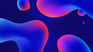 Vibrant Neon Gradient Abstract 3D Bubbles on Deep Blue Background HD wallpaper