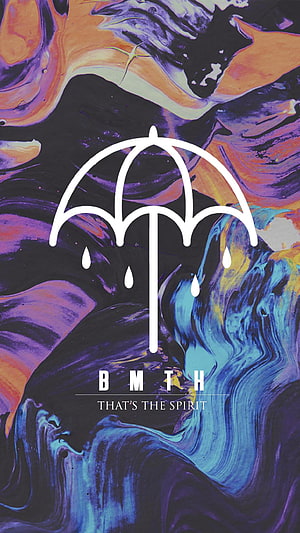 Bring Me The Horizon Umbrella Logo on Vibrant Fluid Art Background HD phone wallpaper