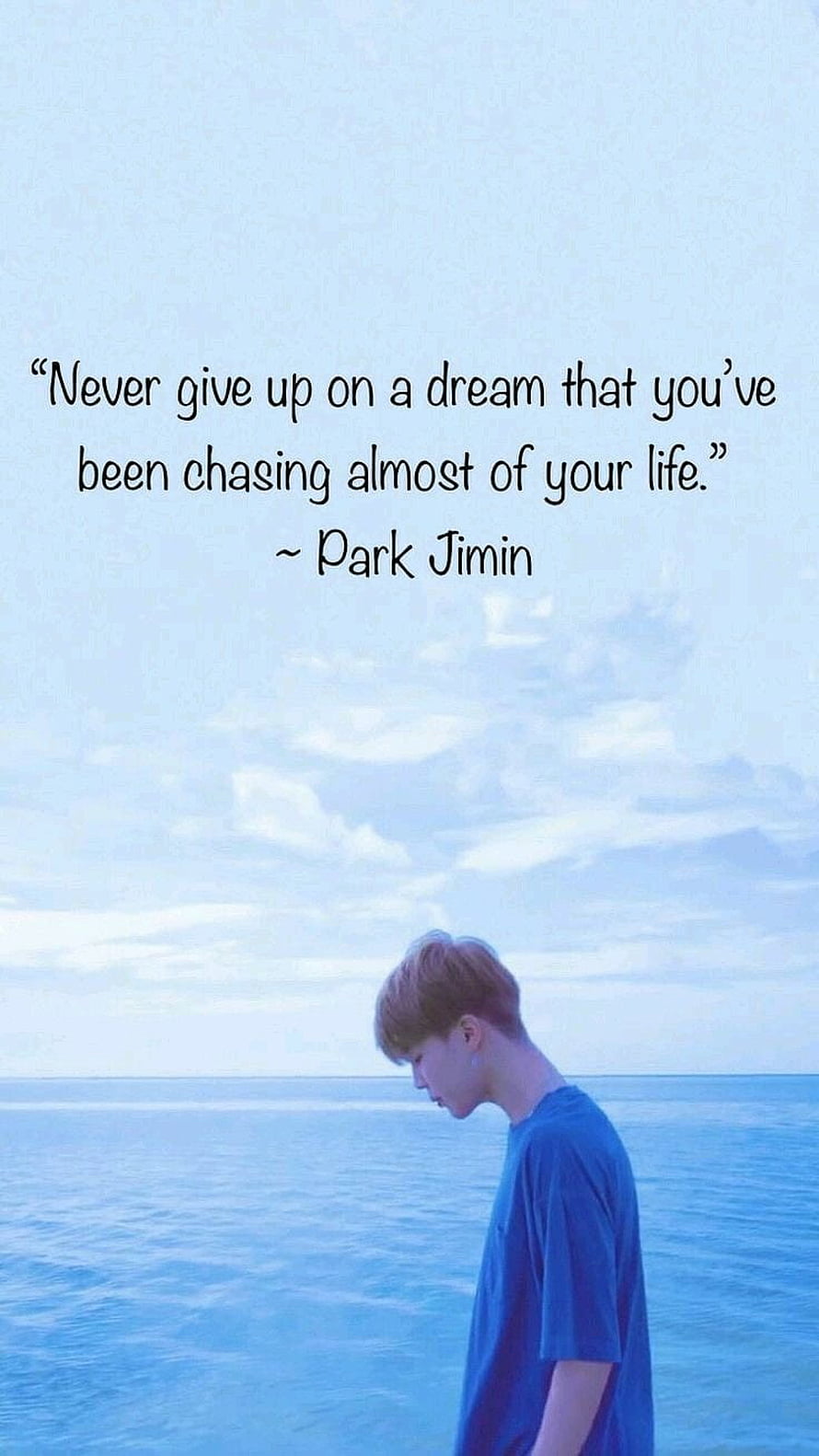 Park Jimin BTS Quote Wallpaper: Never Give Up on a Dream by the Sea HD phone wallpaper
