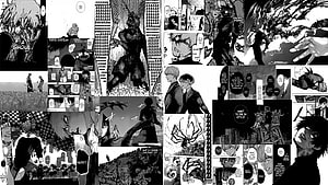 Tokyo Ghoul Manga Panel Collage Featuring Kaneki Ken and Ghoul Action Scenes HD wallpaper