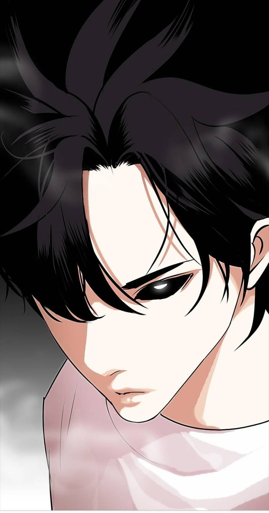 Park Tae Jun from Lookism Anime Character Portrait with Dark Hair and Intense Expression HD phone wallpaper