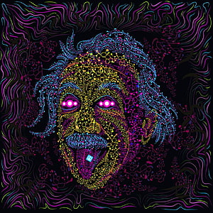 Andrei Verner Acid Scientist Psychedelic Portrait with Neon Hexagonal Patterns and Glowing Eyes HD phone wallpaper
