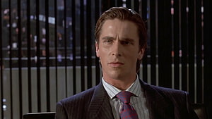 Patrick Bateman in a dark pinstripe suit from the film American Psycho, American Psycho, Patrick Bateman HD wallpaper