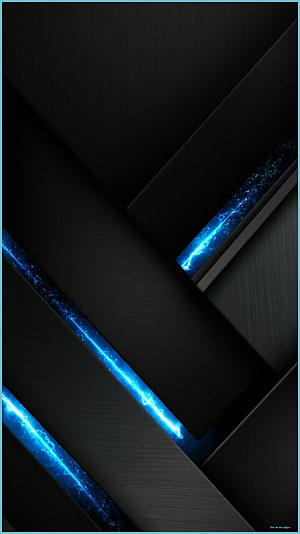 Dark Geometric Abstract Wallpaper with Electric Blue Lightning Accents HD phone wallpaper