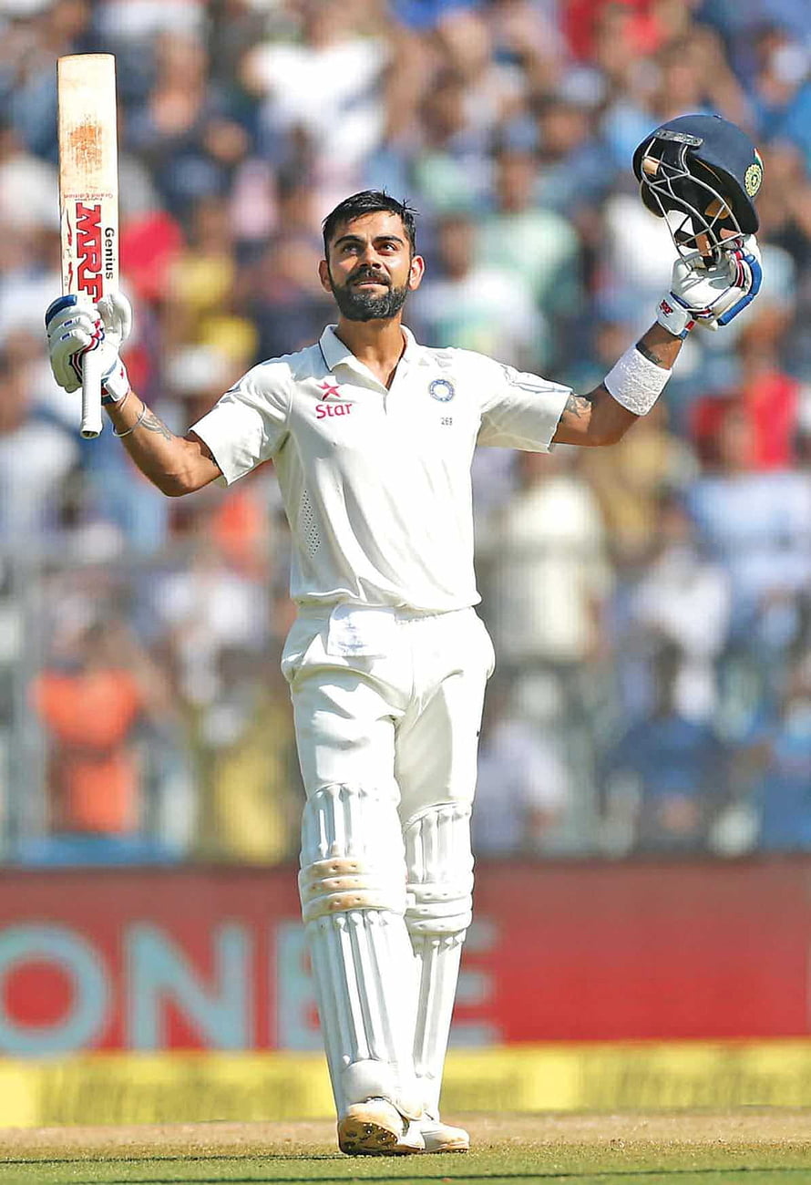 Virat Kohli Acknowledging Crowd in White Test Cricket Gear HD phone wallpaper
