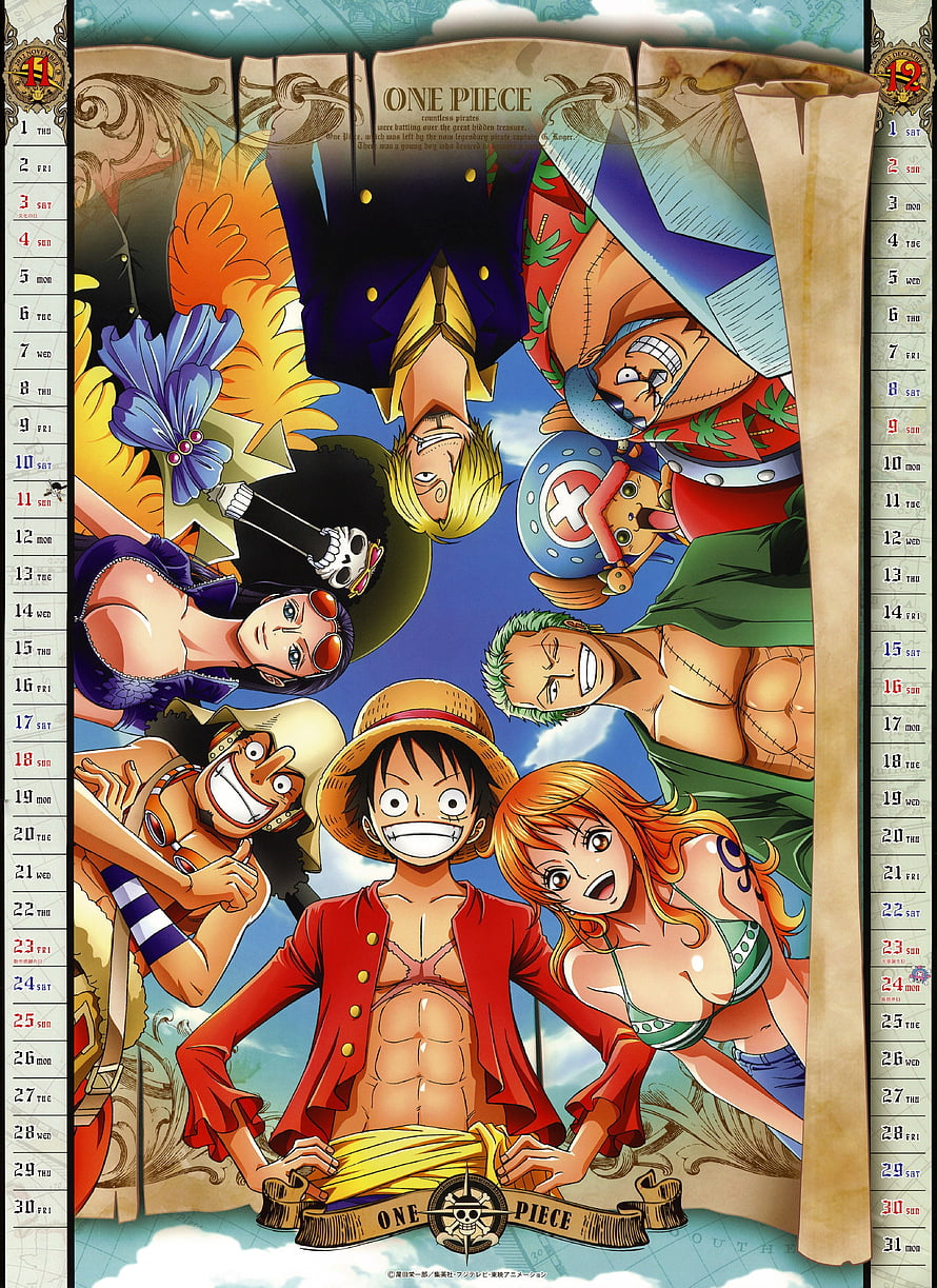 One Piece Straw Hat Pirates Calendar Wall Art HD phone wallpaper