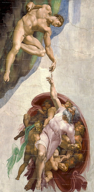 Michelangelo's The Creation of Adam Sistine Chapel Ceiling Mural HD phone wallpaper