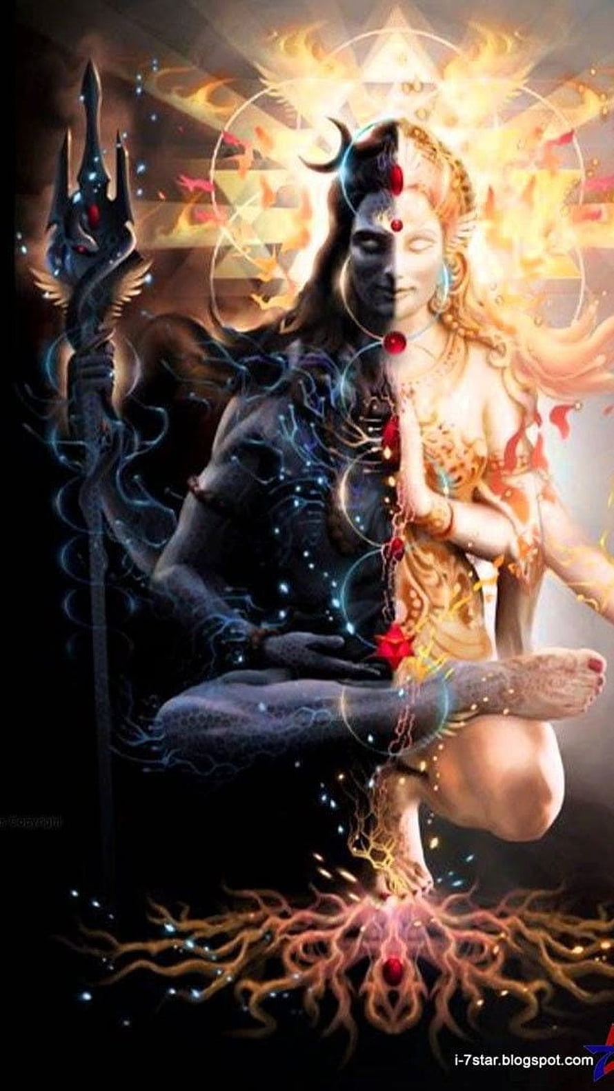 Ardhanarishvara Depicting Lord Shiva and Goddess Parvati in Cosmic Meditation HD phone wallpaper