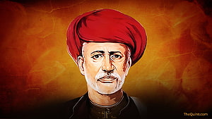Mahatma Jyotiba Phule Digital Portrait with Red Turban on Warm Orange Background HD wallpaper