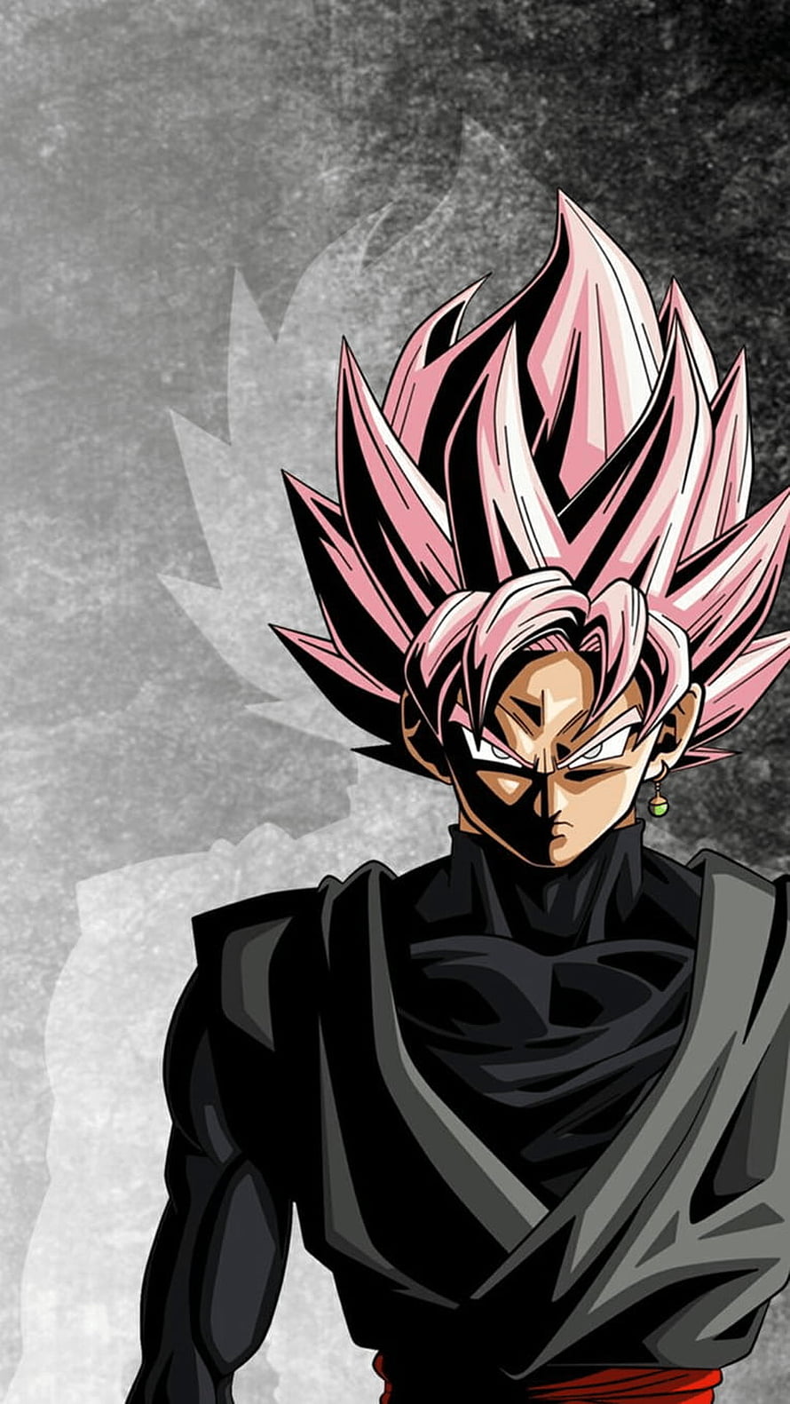Goku Black Super Saiyan Rosé Anime Portrait with Pink Hair and Black Attire HD phone wallpaper