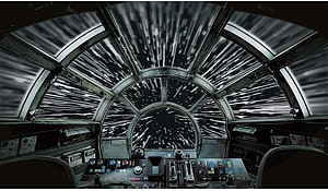 Star Wars Millennium Falcon Cockpit View of Hyperspace Travel HD wallpaper