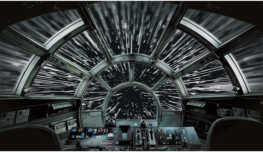 Star Wars Millennium Falcon Cockpit View of Hyperspace Travel HD wallpaper