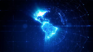 Glowing Digital Earth with Network Connections and Data Grid on Dark Blue Background HD wallpaper