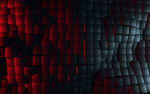 Dark 3D Wavy Cube Texture with Red and Blue Lighting HD wallpaper