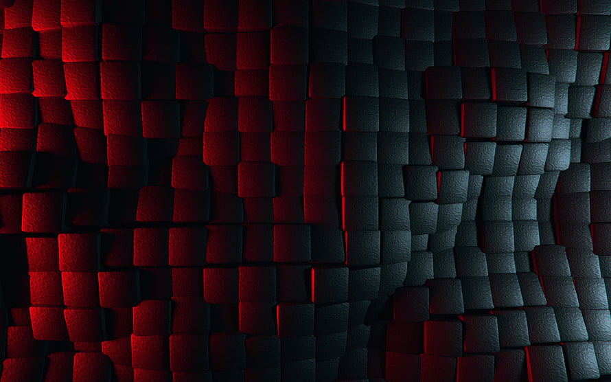 Dark 3D Wavy Cube Texture with Red and Blue Lighting HD wallpaper