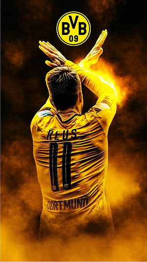 Marco Reus Borussia Dortmund BVB 09 Yellow Jersey Celebration Wallpaper HD phone wallpaper