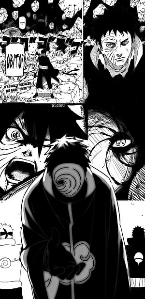 Obito Uchiha in Akatsuki Cloak from Naruto Shippuden Manga Panels HD phone wallpaper