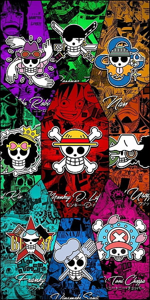 One Piece Straw Hat Pirates Jolly Roger Jigsaw Mosaic Artwork HD phone wallpaper