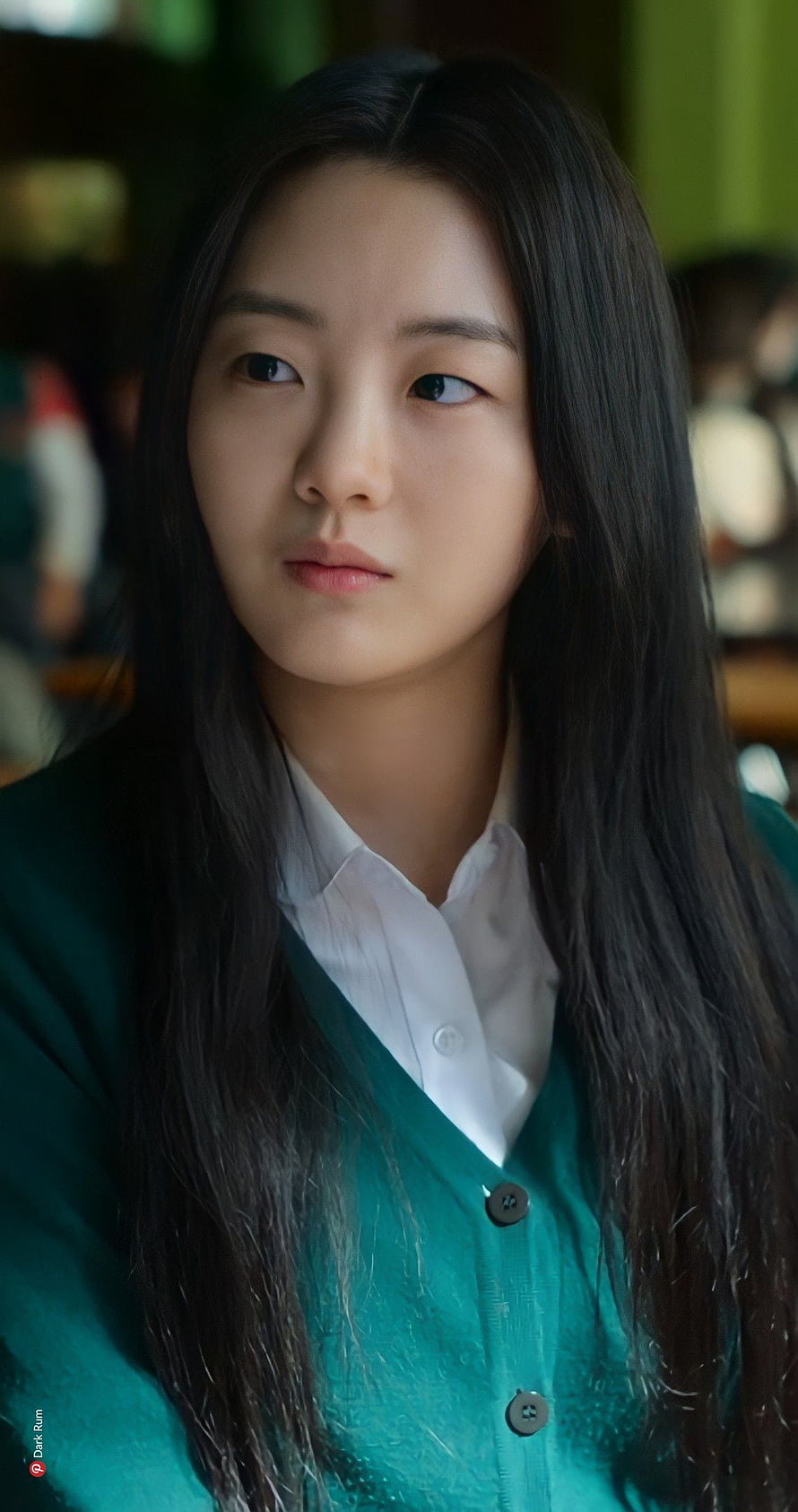 Kim Nam-ra from All of Us Are Dead in a teal cardigan and white shirt HD phone wallpaper