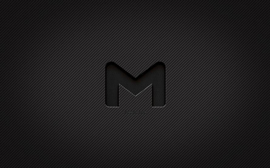 Gmail Carbon Fiber Logo on Dark Textured Background HD wallpaper