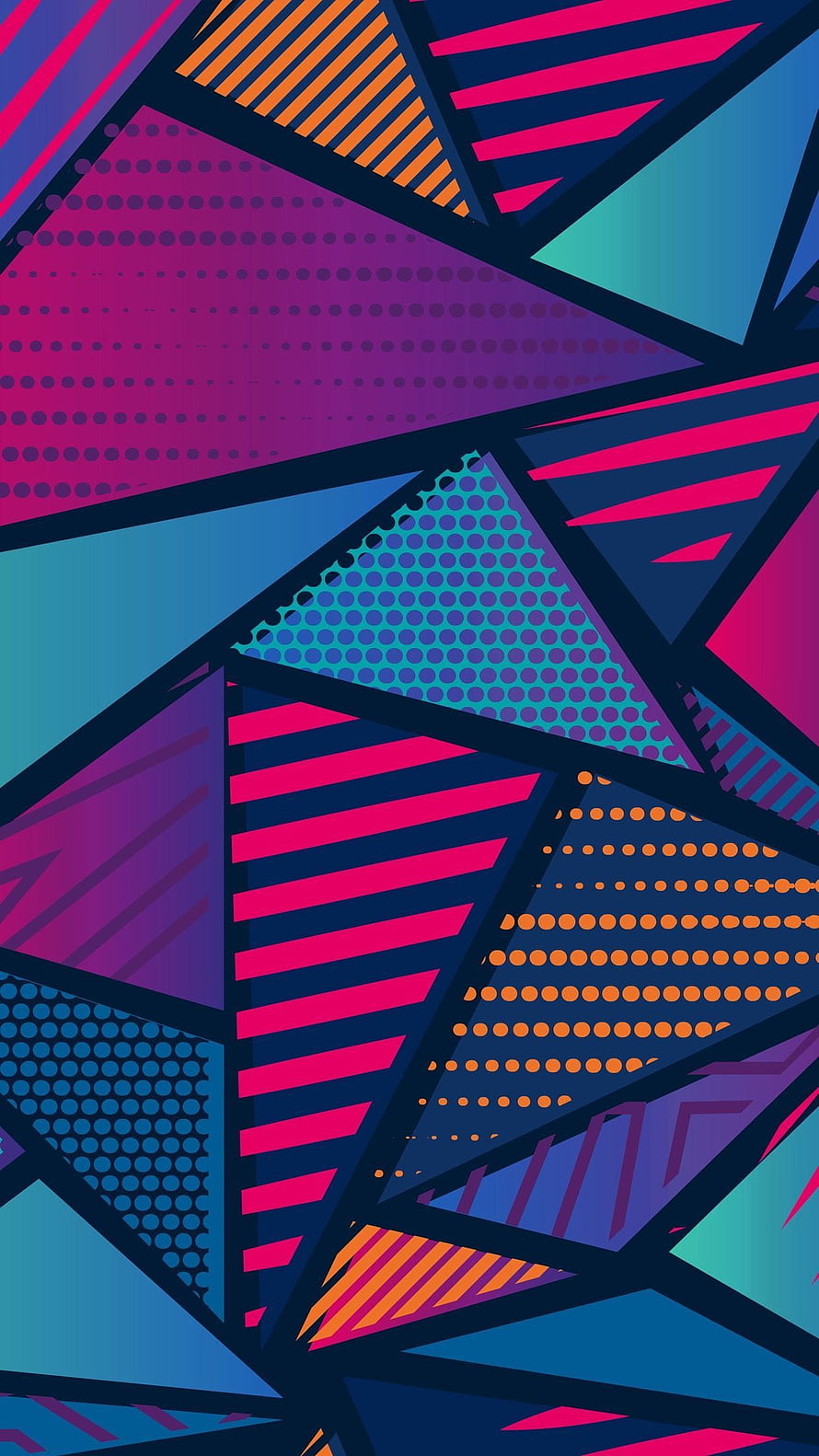 Vibrant Geometric Abstract Pattern with Neon Stripes and Halftone Dots HD phone wallpaper