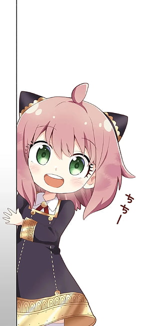 Anya Forger Chibi Peeking From Behind a Wall in Spy x Family HD phone wallpaper